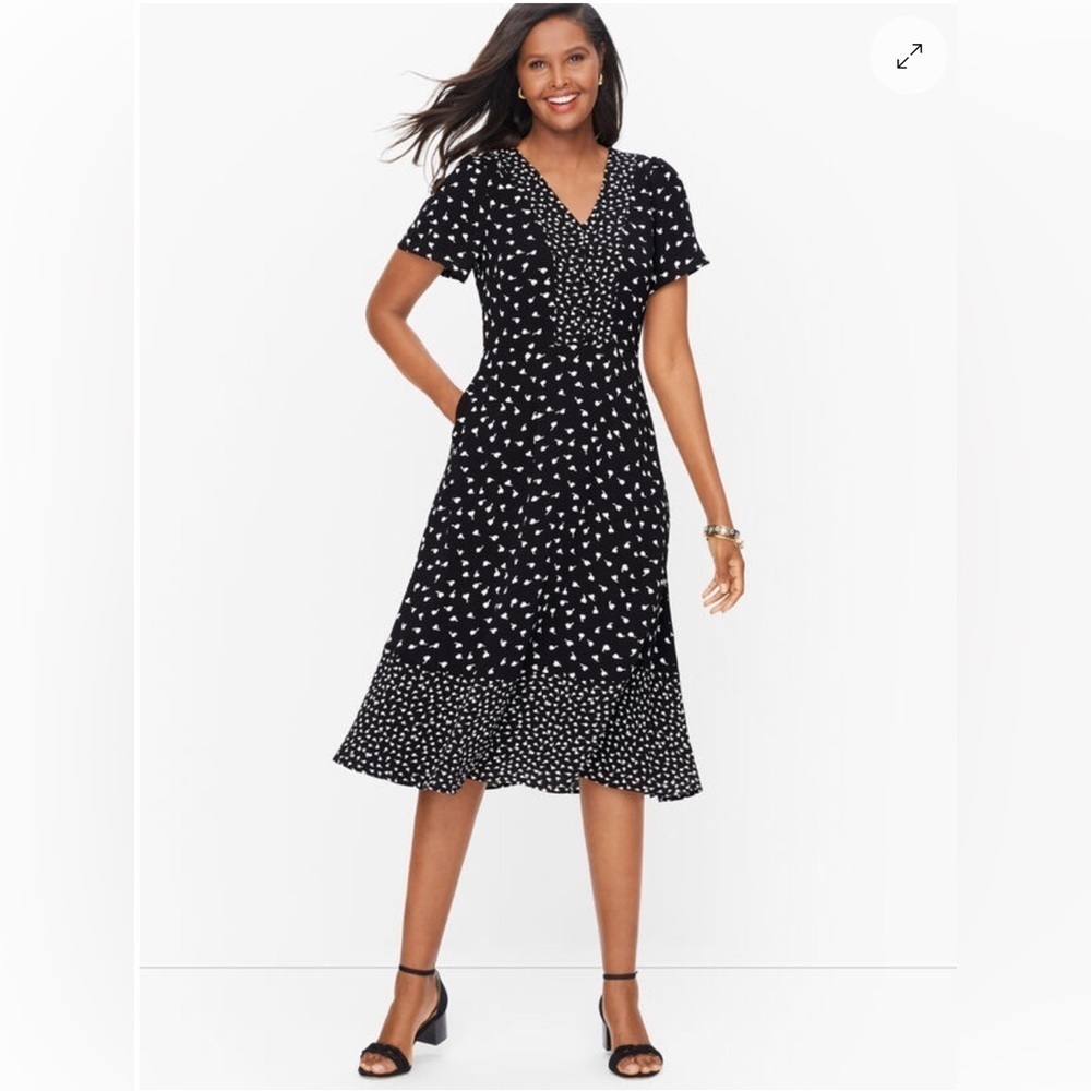Talbots Flutter Sleeve Midi Dress